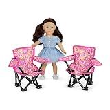 Emily Rose 18 Inch Doll Pink Folding Camping Sports Camp Beach 2 Chair Toy Set with Carry Storage Case | Furniture & Accessories Fits 14 - 19 Inch Dolls | USA Business