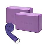 Gaiam Essentials Block/Strap, 2pk Combo Deep Purple, 9" W x 6" H x 4" D