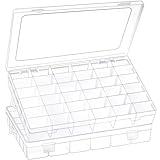2 Pack 36 Grids Clear Plastic Organizer Box with Adjustable Dividers, Small Craft Organizers and Storage, Compartment Container for Bead, Nail, Jewelry, Art, DIY Crafts, Fishing Tackle, Small Items