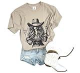 Womens Graphic T Shirts Vintage Country Concert Tops Rock Shirts for Women Small Town Girl Summer Festival Casual Short Sleeve Country Music Shirts for Women (Cowgirl Natural Sml)