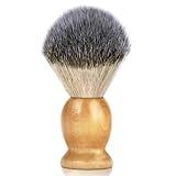 Bassion Shaving Brush for Men, Wet Shave Using Cream & Soap, Wood Handle Hair Salon Brush for Safety Shaving Razor, Straight Razor, Father's Day for Dad Boyfriend (Brown)