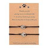 Gjinxi Cat Memorial 2PCs Gifts for Loss of Cat Pet Paw Bracelet for Women Men for Cat Passing Away Gifts for Cat Lovers Bereavement Gifts for Cat Lover Memory Gifts Loss of Furry Friend Sympathy Gift