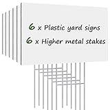 Blank Yard Signs with Stakes, Remiawy 6 Pack Lawn Signs Corrugated Plastic 17x12 Inches Custom Double Sided for Yard Sale Sign Outdoor, Garage Sale, Open House, Estate Sale, Guidepost, Birthday Party