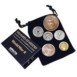 WW2 World Currency - 6 Coins Used During The World War 2, D-Day Collection (1944) in Velvet Bag. Special WW2 Memorabilia for Collector, Certificate of Authenticity Included