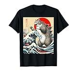 Catzilla Cat Japanese Art Funny Cat Gifts For Men Women Kid T-Shirt
