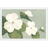 Light Green Vintage Flower Prints Poster Country Minimalist Grace Green Flowers Canvas Wall Art Retro Aesthetic Gardenia Poster For Bedroom Living Room Garden Bookroom 12x16in Unframed