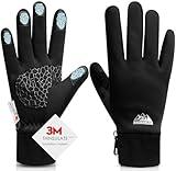 Bruvoalon W429 Winter Gloves for Women & Men - 3M Thermal Insulation & Windproof Coating, Touchscreen, Anti-Slip for Skiing, Running, Cycling, Hiking, Sports, Cold Weather (Black, Large)