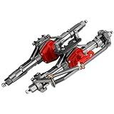 Pothyes Aluminum Front Rear Complete Axle Set with Enhanced Axle Shaft for Axial SCX10 RC4WD D90 1/10 RC Crawler Upgrade Parts (Titanium)