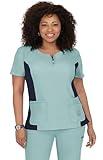 KOI Lite Serenity Women's 4-Pocket Zipper Neck Scrub Top Sage Medium