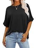 ANRABESS Womens Tops Oversized T Shirts Short Sleeve Crewneck Summer Casual Loose Basic Tee Shirt 2025 Trendy Fashion Clothes Black Large