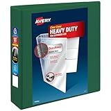 Avery Heavy-Duty View 3 Ring Binder, 2 Inch One Touch EZD Rings, 540-Sheet Capacity, 2.8 Inch Wide Spine, Customizable Clear Cover and Spine, 1 Green Binder (79683)