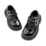 Toddler Girls Dress Shoes School Uniform Mary Jane Flats Little Kids Oxfords Comfortable Slip on Platform Flats for Wedding Party School