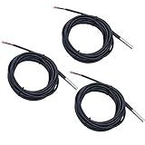 TWTADE 3Pcs DS18B20 3M Temperature Sensor Waterproof Stainless Steel Temperature Range (-55℃~ +125℃) 6mm Temperature Probe Sensor for Arduino Measuring Air Temperature/Liquids DS18B20-3M-3