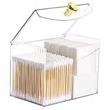 Tbestmax Qtip Holder Dispenser 2-Section Clear Bathroom Organizer 2 Grids Cotton Swab/Pad/Ball Holder Container Cosmetics Storage for Vanity