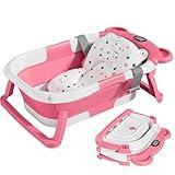 TPN Collapsible Baby Bathtub, Baby Bath Tub with Soft Cushion & Real-Time Thermometer, Baby Bathtub Infant to Toddler Tub (0-36 Months), Portable Newborn Travel Bath tub