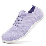 DLWKIPV Women Barefoot Shoes Slip-On Lightweight Minimalist Walking Shoes for Travel Hiking Casual Wear Daily Use Zero Drop Thin Sole Soft Breathable Upper Light_Purple US 6