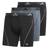 adidas Men's Performance Athletic Mesh Boxer Brief Underwear 3-Pack, Moisture Wicking, Sport Comfort, Black/Onix Grey/Black, Large