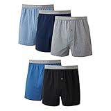 Hanes Mens Boxers, Cotton Knit Comfortable Underwear, Moisture-wicking 5-pack Boxer-shorts, Assorted - 5 Pack, Medium US