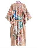 Applesauce - 838B - Plus Size Women's Kimono Long Robe - Boho Floral (One-Size fits most US 1X 2X 3X) (Peacock - Dusty Rose)