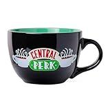 Silver Buffalo FRIENDS Central Perk Black Ceramic Mug Oversized for Coffee, Soup, 24 Ounces