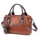 mcuvaec Handbags and Purses for women Vegan Leather Tote Bag for Women Satchel Shoulder Bags Travel Purse with Compartments (Brown)