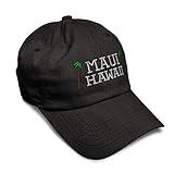 Speedy Pros Soft Baseball Cap Maui Hawaii with Coconut Tree Embroidery Tropical Location Twill Cotton Destination Dad Hats for Men & Women Dark Denim Design Only
