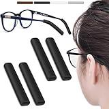 2 Pairs Silicone Glasses Ear Cushion, Eye Glasses Ear Grippers Anti Slip, Glasses Ear Grips Non Slip, Eyeglass Ear Cushions for Pain, Temple Sleeves Tips Ear Pads for Glasses Slip Preventer (Black)