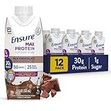 Ensure Max Protein Shake | Milk Chocolate | Ready to Drink | 30g Protein for Muscle Health | 1g Sugar, 4g Fiber | 11 fl oz, 12 Pack