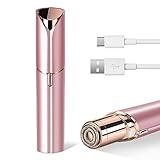 Facial Hair Remover for Women- as Seen on TV Painless Face Shaver -Mini Hair Remover, Electric Razor Shaver Portable Bikini Epilator for Lips, Chin, Armpit, Peach Fuzz, Fingers, Neck, Cheek(Rose Gold)