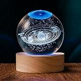 QIANRUNA 3D Solar System 60mm Crystal Ball Astronomy Universe Gifts 3D Solar System Planets Model Science Space Themed Physics Gifts Night Light lamp for Kids Men Him Science Teacher