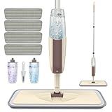 Spray Mop for Floor Cleaning, HOMTOYOU Dry Wet Floor Mop with 2 Refillable Bottles and 4 Washable Microfiber Pads for Home Kitchen Hardwood Laminate Wood Vinyl Ceramic Tiles Wooden