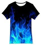 SunFocus Boys Clothes Size 10-12 Big Kids Flame Shirts Cool Girls Funny T Shirts 3D Novelty Graphic Shirt 9-11 Years Old Tees