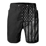 FT FENTENG Mens Swim Trunks for Men, Hawaii Quick Dry Beach Swimming Trunks, Vintage Black American Flag Board Shorts Men's Swimwear Bathing Suit with Mesh Lining, X-Large