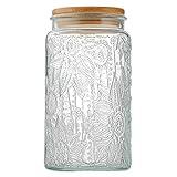 Aebor Glass Jar with Airtight Bamboo Lid, 35oz Vintage Glass Kitchen Storage Counter Sealed Jar, Decorative Glass Food Storage Containers for Candy, Flour, Oats, Coffee Bean, Pet Treats(Sunflower)