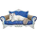 INRLKIT Luxury Cardboard Cat Scratcher Sofa Bed, Couch Shaped Cat Scratching Board, Cat Scratch Lounge with Catnip, Cat Scratcher for Indoor Cats