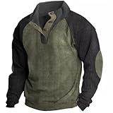 Nantdog Prime+Deals October 11-12,Day of Prime Deal,My+Orders, Winter Corduroy Shirts Men 2024 Casual Henry Stand Collar Quarter Button Up Vintage Long Sleeve Mock Neck Sweatshirts,Green,Medium