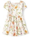 The Children's Place Baby Girls and Toddler Short Sleeve Fashion Playwear Dress, White Floral, 12-18 Months US