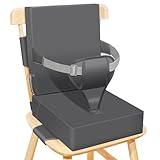 Czrrzl Toddler Booster Seat for Dining Table Kitchen Chair, Waterproof Non-Slip with Backrest & Adjustable Straps, Portable PU Travel Baby Kids Booster Seat Cushion