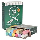 kedudes Chalk for Kids - 24 Pack Colored Chalks for Chalkboard - 12 Pack of Dustless White Chalks and 12 Pack of Assorted Colors - Chalk for Kids and Toddlers - 2 Boxes, White and Multicolor