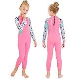 Kids Wetsuit Full Suits Shorty Suits Girls 2.5mm Neoprene Swimsuit UV Protection Keep Warm Long Sleeve Wetsuits for Swimming Diving Scuba XL Size M556-XL