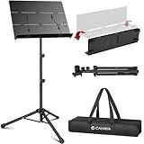 CAHAYA Foldable Sheet Music Stand with Tri-fold Panel Portable Music Stand with Carrying Bag Matte Frosted Metal Material Sturdy Height Adjustable CY0317