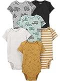 Simple Joys by Carter's Baby Boys' 6-Pack Short-Sleeve Bodysuit, Bear/Construction/Rhino/Stripe, 24 Months