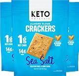 Keto low carb crackers (Sea Salt) Keto friendly zero carb no sugar added gluten free (3 Packs) almond flour crackers absolutely gluten free healthy snacks for adults and kids paleo friendly