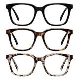 AIMISUV Reading Glasses for Women Men - Blue Light Blocking Magnifying Readers,Oprah Square Anti-Glare Computer Eyeglasses(3Pack,1.5X)