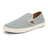 OLUKAI Pehuea Women's Slip On Sneakers, Casual Everyday Shoes with Easy On & Off Design, Breathable Mesh & Drop-in Heel, All-Day Comfort & Support, Pale Grey/Pale Grey, 8