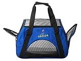 Zampa Airline Approved Soft Sided Pet Carrier, Low Profile Travel Tote, Removable pad, Premium Zippers & Under Seat Compatibility, for Cats and Small Dogs (Medium) (Blue)