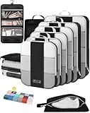 10 Set Compression Packing Cubes for Travel Essentials,Compressible Expandable Packing Cubes for Suitcase,OlarHike Luggage Organizer Bags for Travel,Handy Helper for Organizing Clothes(Black)