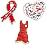 PinMart Heart Disease Awareness Enamel Lapel Pin - Nickel Plated Red Ribbon Pin - Support Heart Health - Jewelry Brooch with Secure Clutch Back