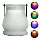 Coleman Color Changing LED Citronella Outdoor Scented Candle, 25+ Hours Burn Time, Festive Color Effects, Glass Holder with Metal Handle