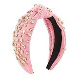 Outlet+Store+Clearance+Prime Headband Knotted Headbands for Women Hair Twist Rhinestone Top Knot Wide Band Fashion Cute Hair Hoop Headband Vintage Hairband Summer+Must+Haves+2025 Pink